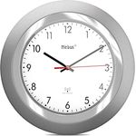 Mebus Funk-Wanduhr/klassisches Model/silberner Rahmen/weißes Zifferblatt / 24cm Durchmesser/Rund/Funkuhr (DCF77) / Modell: 19452 / Farbe: Silber, Weiß
