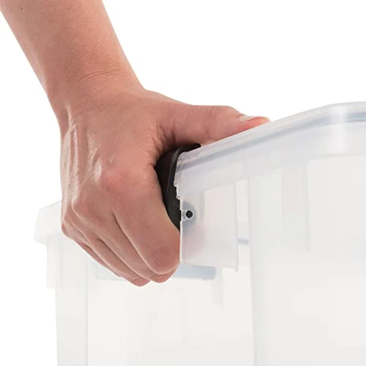 Iris Ohyama, Luftdichte Kunststoffbox mit Deckel und Verschlussklammern, 30L, 1er Set, BPA-frei, Schuppen, Wohnzimmer, AT-LS, Klar – Bild 4