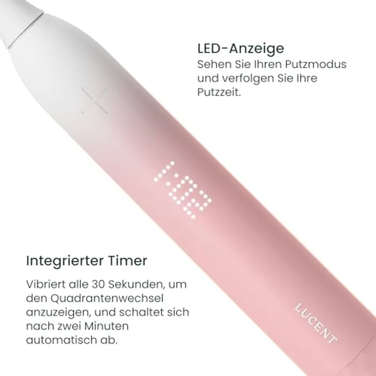 Be Lucent Lucent Prism Elektrische Zahnbürste – Mit automatischer Aktivierung, 60 Tage Akkulaufzeit, Smart-Timer, Drucksensor, kabelloses Laden, wasserdicht IPX8, Pink Bliss – Bild 2