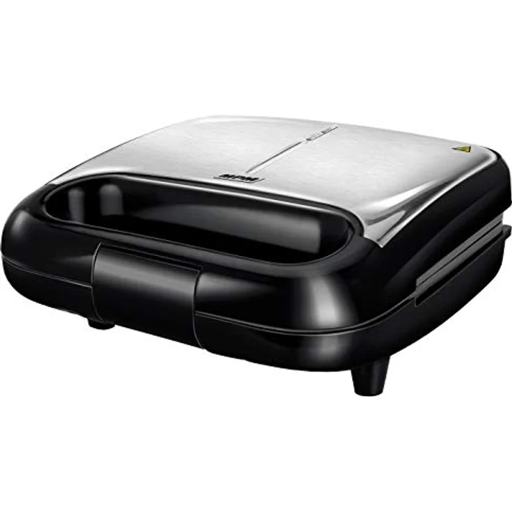 MPM MGO-39M Waffeleisen Professional für 2 Dicke belgische Waffeln, antihaftbeschichtete Platten, automatische Temperaturregelung, Edelstahlgehäuse, 1000W, Negro-Plata, 2 Gofres – Bild 3