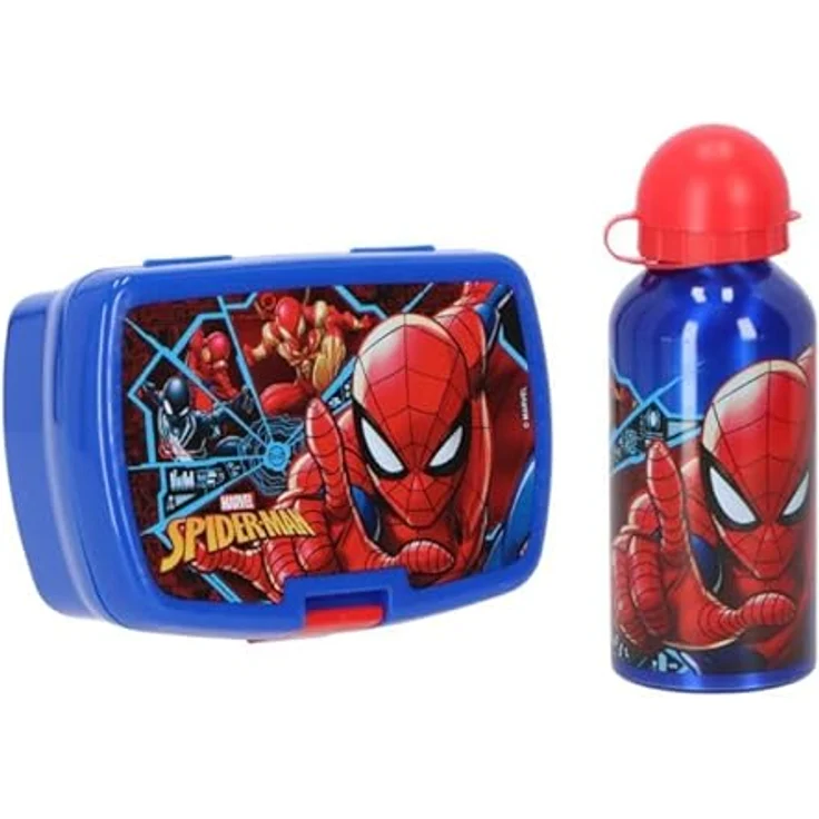 Spiderman Lunchpaket, Lunchbox und Trinkflasche 500ml, auslaufsicher und robust, ideal für Schule und Freizeit – Bild 1