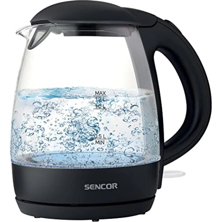 Elektrischer Wasserkocher, 1,2 l, Fassungsvermögen: 2200 W, Schwarz
