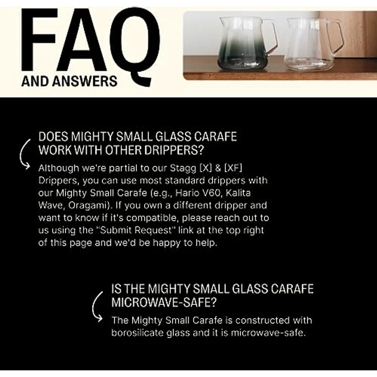 Fellow Mighty Kleine Glaskaraffe für Kaffee und Tee, klares 5 mm Borosilikatglas, 500 ml Fassungsvermögen, tropffreier Ausguss, stabiler Griff – Bild 3