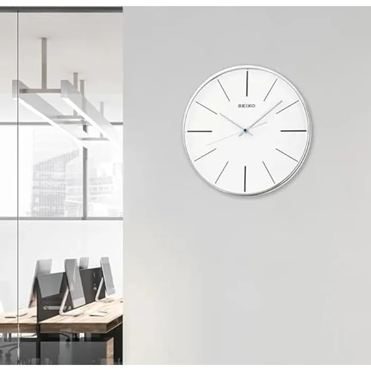 Seiko Wanduhr silber Kunststoff Schleichende Sekunde QXA634A Ø 29,5 cm – Bild 3