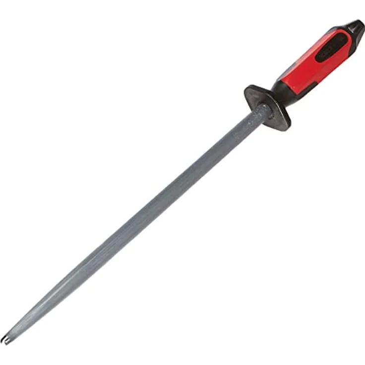 F. DICK Fleischerstahl 30 cm (Griff rot/schwarz, Wetzstahl rund mit 2 K-Griff, Oberflächenhärte über 65° HRC, Schleifstein für Kochmesser) 73171300-63 – Bild 2