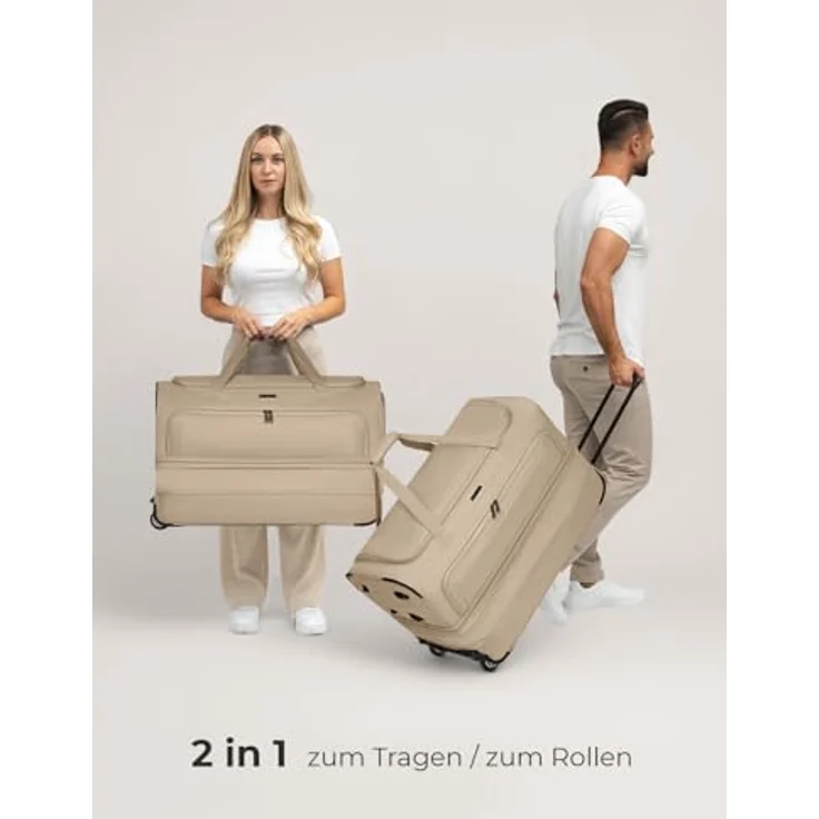 Redolz Duffle Essentials 2-Rollen Reisetasche 70 cm L mit Dehnfalte beige – Bild 7