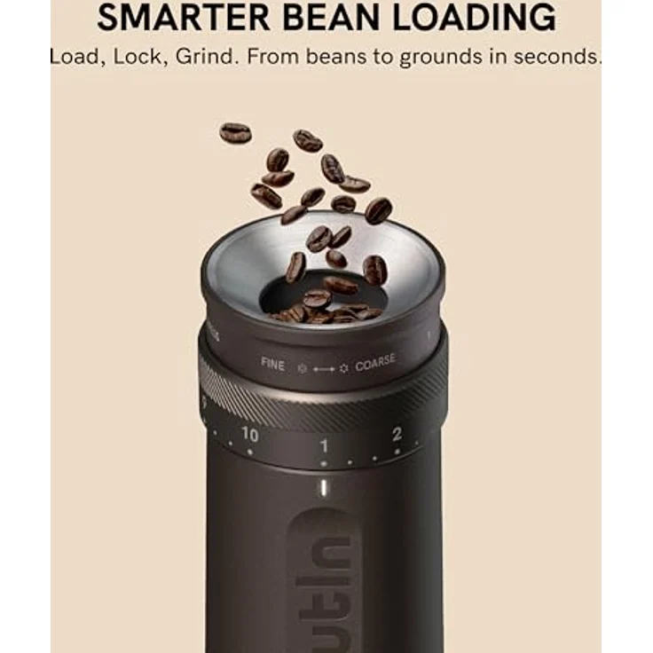 OutIn Fino Tragbare Elektrische Kaffeemühle, 28 Mahlstufen, 7-Stern-Edelstahlkonus, Ein-Knopf-Bedienung, Schnellladung für Reise & Haushalt, 690g – Bild 4
