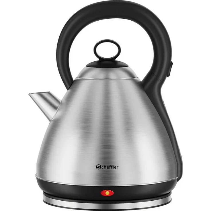 Scheffler Edelstahl Wasserkocher Retro, 3,5/6 Liter, 1800 W, BPA-frei, mit Trockengehschutz und Perfect-pour-Ausguss
