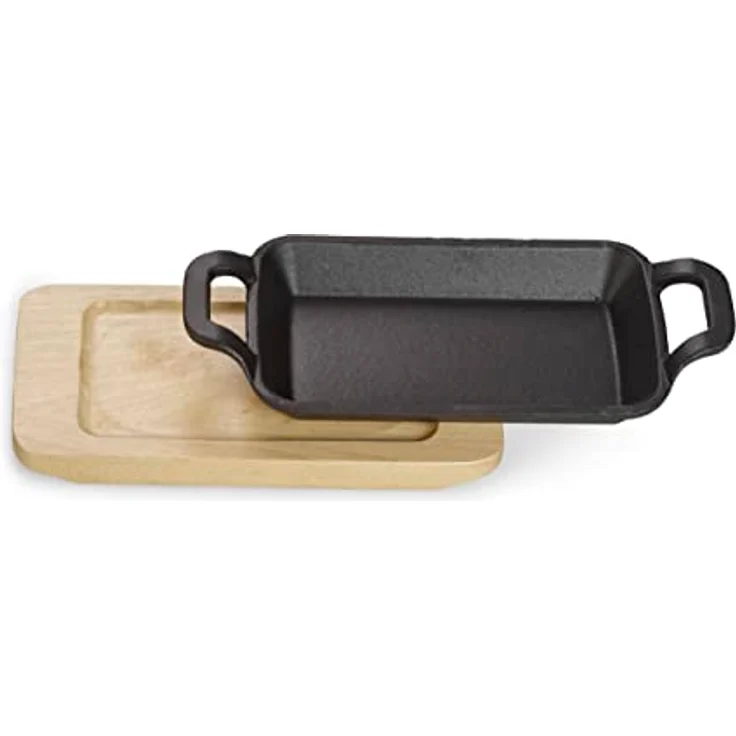 ECHTWERK Servierschalen Set aus Gusseisen, Servierschälchen, Mini Auflaufform mit Servierbrett, Geeignet für Backöfen, Grill und BBQ, Ø 10 cm, 4tlg, Schwarz – Bild 4
