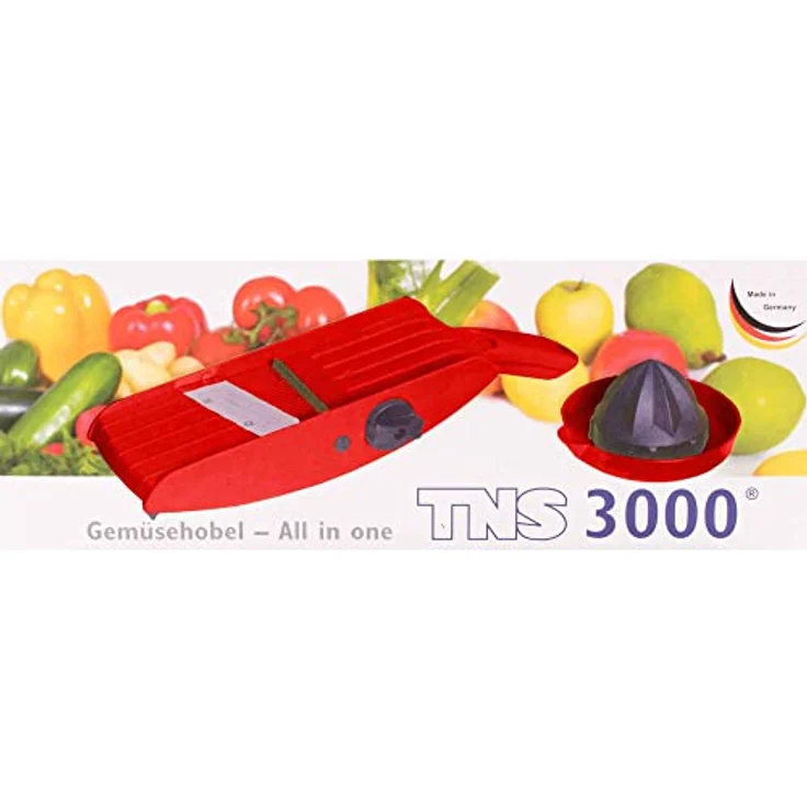 TNS 3000 GEMÜSEHOBEL Multireibe, Gurkenhobel, Julienne Schneider "ALL IN ONE" Das Original (ROT-Schwarz) – Bild 2