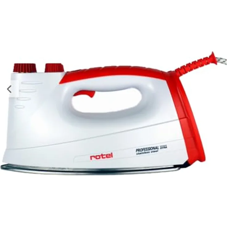 Rotel Professional Extra Dampfbügeleisen Edelstah-/ Keramiklsohle 5bar 800W hoher Dampfdruck beste Gleitfähigkeit kein Verbrennen/Versengen von Textilien … (Edelstahlsohle Rot)