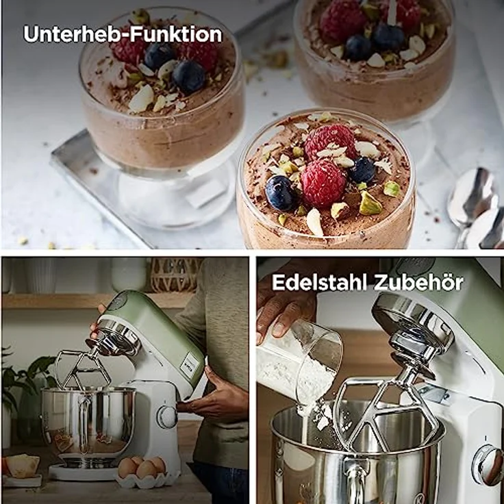 Kenwood KMX760GR kMix Küchenmaschine, 1000W, 5 Liter Edelstahlschüssel, stufenlose Geschwindigkeitsregelung, edelstahl, grün, Serie: kMix – Bild 5