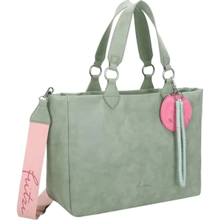 Fritzi aus Preußen Izzy Vintage Shopper Tasche, 42 cm, salbeigrün, 100% Polyurethan, 42 x 15 x 29 cm – Bild 4