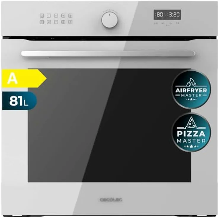 Cecotec Einbaubackofen Bolero Hexa AF316000, Multifunktion 60 cm, 81L, A, 11 Funktionen mit Airfryer Master, Pizza Master, Steam Assist, Steam EasyClean, 3D Cooking, Weiß