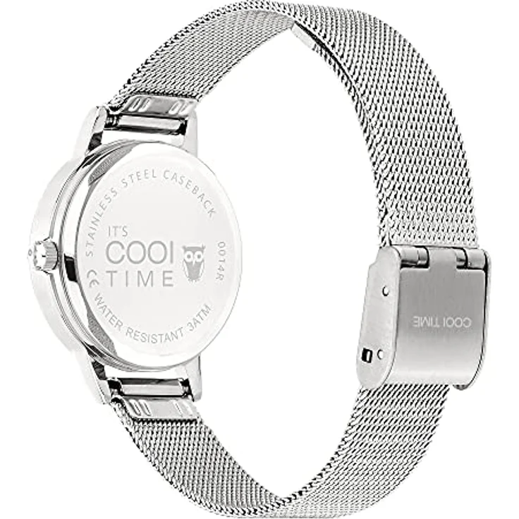 Cool Time Mädchen Kinder Armbanduhr, silberfarbenes Schmetterlings-Motiv, japanisches Qualitätswerk – Bild 3