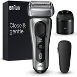 Braun Series 8 Rasierer Herren mit 4+1 Scherkopf, Elektrorasierer, Präzisions-Langhaarschneider, Reinigungsstation, 60 Min Laufzeit, Wet & Dry, Geschenk Mann, Made in Germany 8567cc, silber