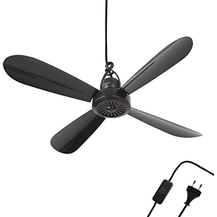 Bestlivings Mobiler Deckenventilator Schwarz, Energiesparend, 220V-240V / 5 Watt, Ø40 cm mit Aufhänger – Bild 1
