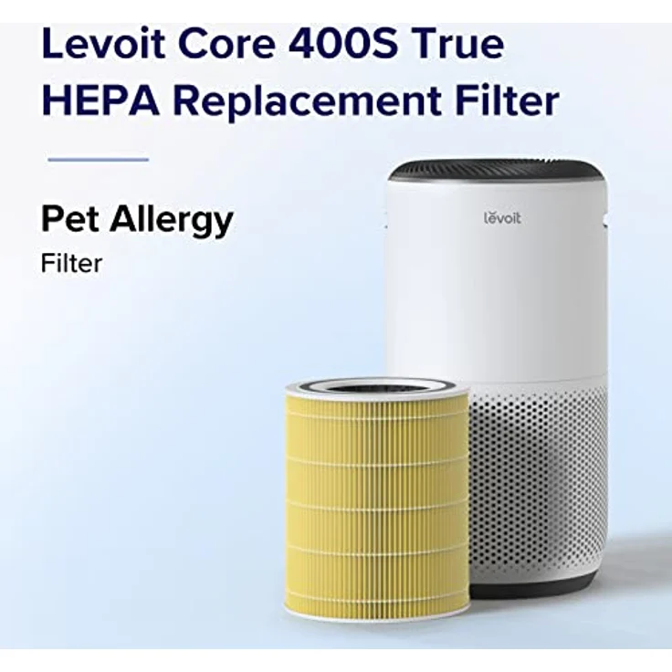 Levoit Core 400S Ersatzfilter gegen Gerüche von Haustier und Küche, hocheffizienter Aktivkohlefilter und Vorfilter,3-IN-1 H13 HEPA Filter für Tierbesitzer Raucher Allergiker, Core 400S-RF-PA, Gelb – Bild 2