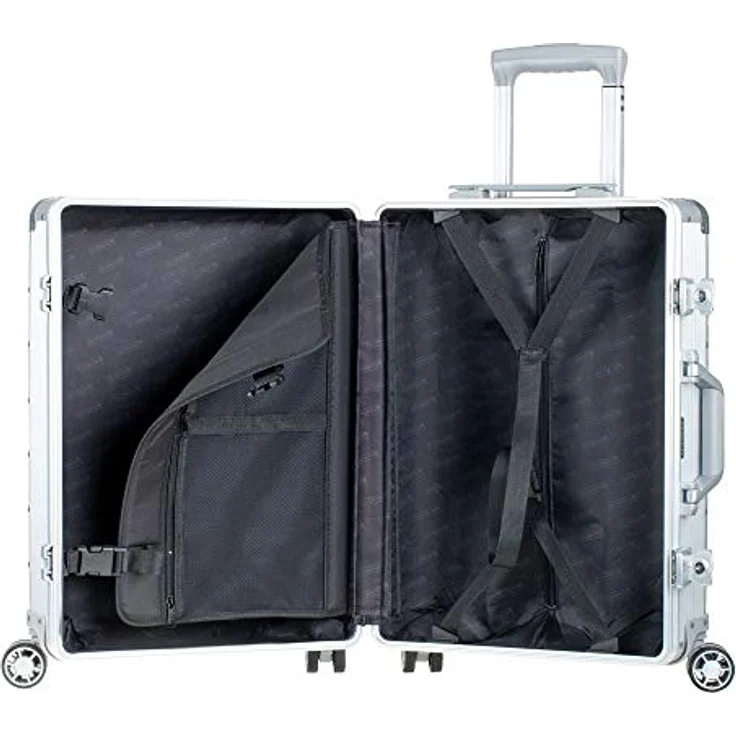 ALUMAXX 45170 Reisekoffer Orbit, Rollkoffer aus Aluminium, Trolleykoffer mit 4 doppelten 360° Leichtlaufrollen, Alukoffer ca. 54 cm, Silber, 54 x 40 x 20 cm – Bild 2