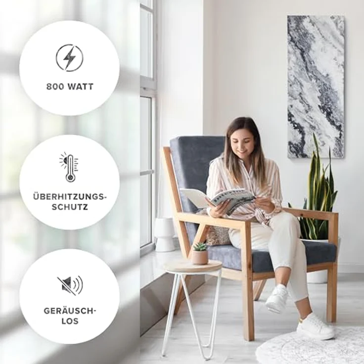 Marwona Naturstein Infrarotheizung 800 Watt mit Digitalthermostat I Energiesparende Infrarot Wandheizung I Made in Germany - Qarama 800 Watt – Bild 3