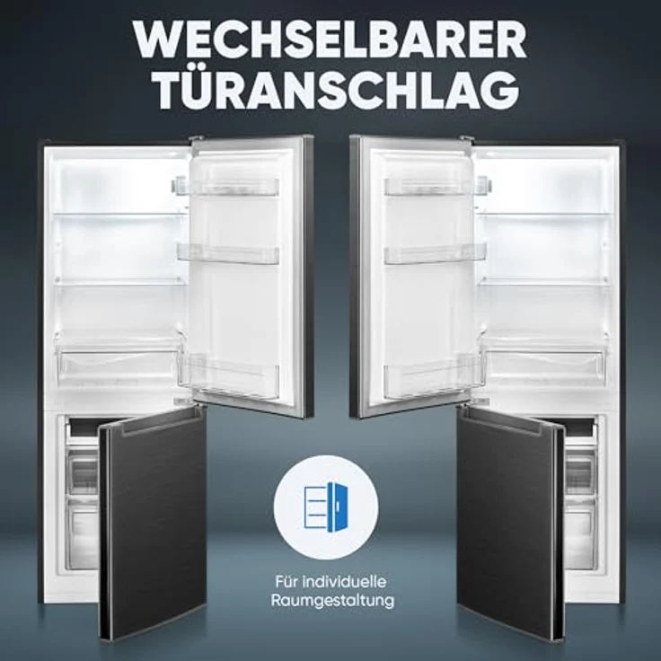 Bomann Kühlschrank KG 7359 schwarz-inox | Kühl Gefrierkombination 173L mit 3 Ablagen & 3 Schubladen | leise Kühlgefrierkombi 40db – Bild 4
