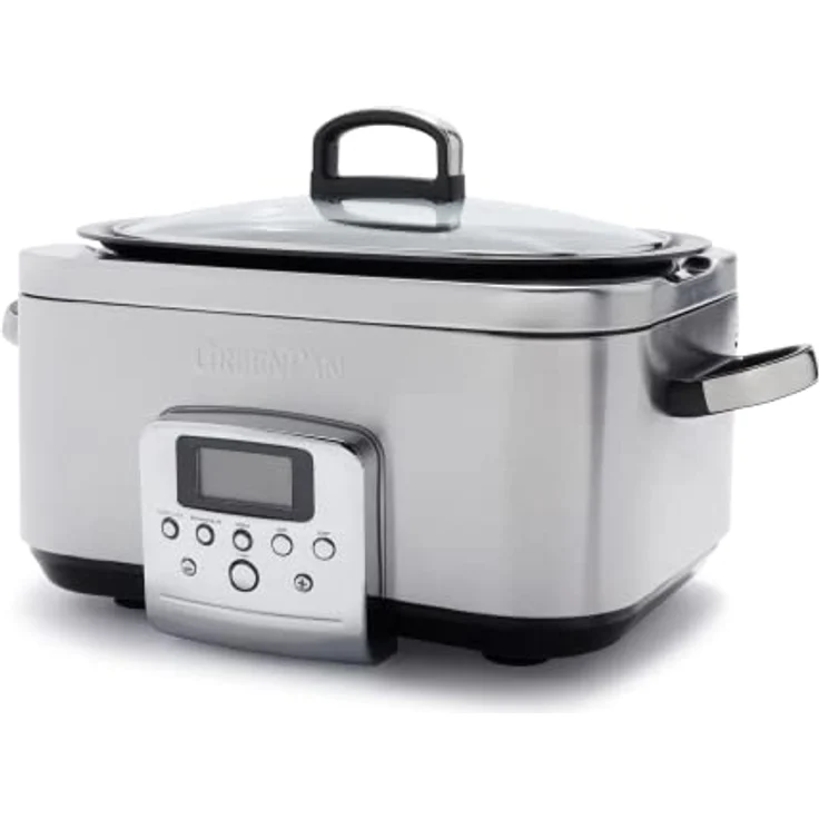 GreenPan Elite 8-in-1 programmierbarer 6L Slow Cooker Multikocher, spülmaschinenfester Deckel & Topf, gesunde keramische Antihaftbeschichtung zum Braten, Schmoren, mit Dampfgareinsatz, Edelstahl – Bild 1