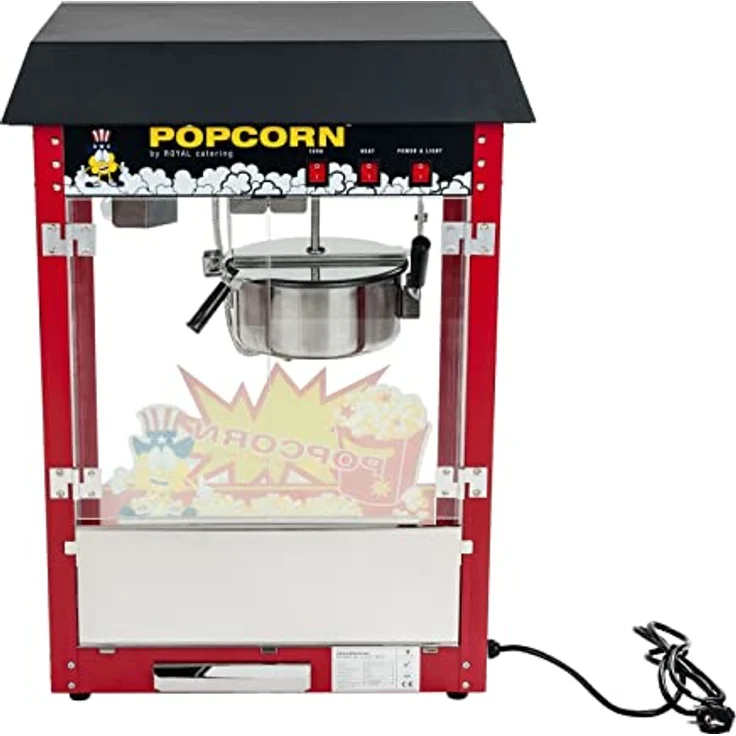 Royal Catering Popcornmaschine Popcornmaker RCPS-16E (1500 W, Arbeitsleistung 5 kg/h 16 L/h, Topfdurchmesser 18,5 cm, Topfbeschichtung Teflon, inkl. Schaufel Messbecher) Schwarz – Bild 3