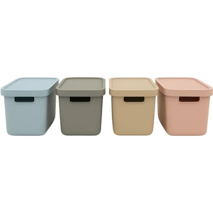 Plastard Aufbewahrungsboxen mit Deckel 31 L, 4er-Set, Beige, BPA-frei, stapelbar, robust und vielseitig für Küche, Bad, Büro, Kinderzimmer – Bild 4