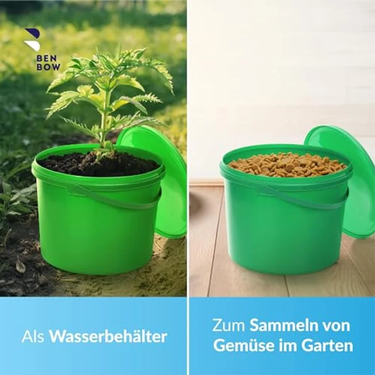 BenBow Eimer mit Deckel mit Griff 10L 10 Stk., Grün BSR-, Luftdicht, Lebensmittelecht, BRC-, auslaufsicher. – Bild 6