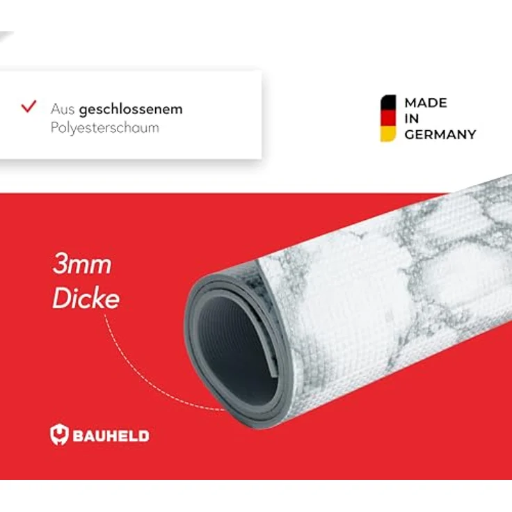 BAUHELD® Universal Waschmaschinen-Auflage [60x60cm], Rutschfeste Abdeckung mit Vinyl-Beschichtung, Pflegeleicht und Zuschneidbar, Marble Grey, Made in Germany – Bild 3