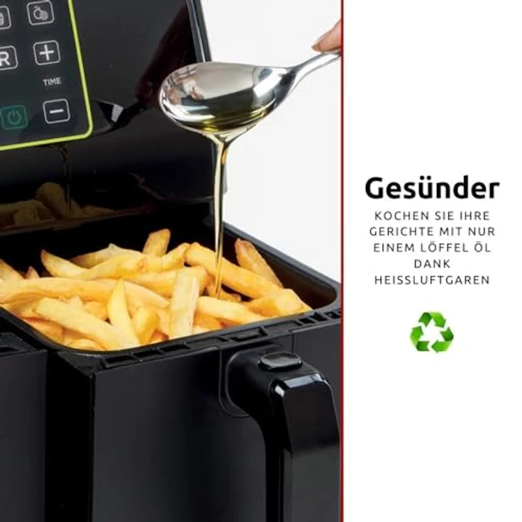 Ariete 4623 Airy Fryer Dual, Luftfritteuse mit Doppelkorb, 1700 W, 8 l Fassungsvermögen, digitales LED-Touch-Panel, 8 Programme, Timer, 2 Körbe, schwarz – Bild 4
