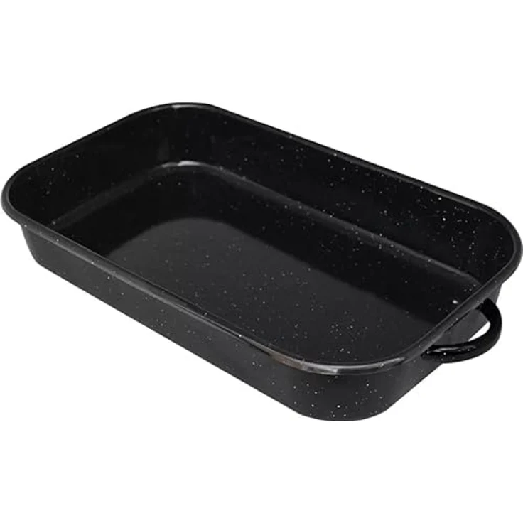 ELO 98832 Auflaufform, emailliert, 32 cm, schwarz mit weiß gesprenkelter Innen- und Außenseite, ofenfest bis 240 Grad, spülmaschinenfest – Bild 1
