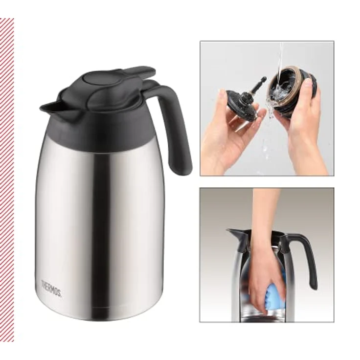 THERMOS 4026.205.150 Thermoskanne THV, Edelstahl mattiert 1,5 l, 12 Stunden heiß, 24 Stunden kalt, zerlegbarer Verschluss, BPA-Frei – Bild 2