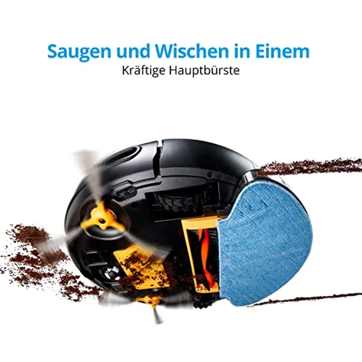 Medion MD 19601 Saugroboter mit Wischfunktion, 100 min Akkubetrieb, App- und Sprachsteuerung, weiß – Bild 3