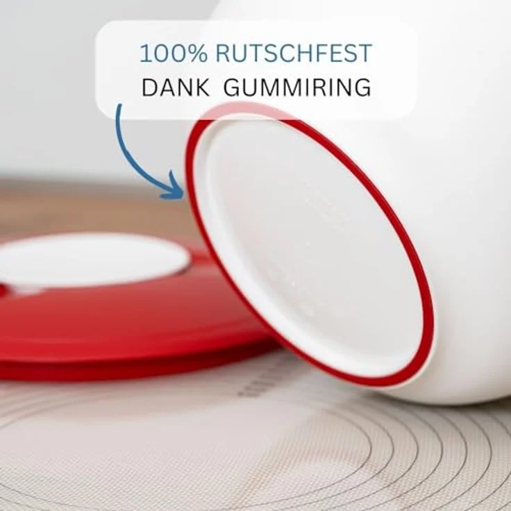 Westmark Rühr--Backschüssel mit Spritzschutz, Deckel und Ausgießer, Kunststoff, Füllvolumen: 3,5 Liter, Weiß-Rot, 3155227R – Bild 3