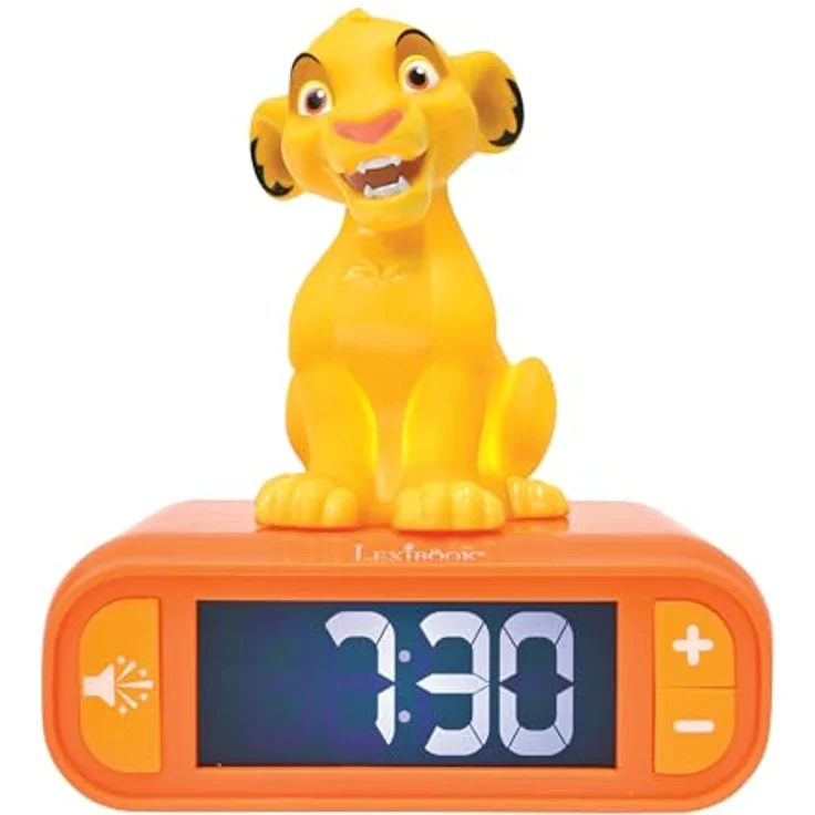 Lexibook Simba Nachtlicht-Wecker, Alarm Clock mit Geräuschen und LCD-Hintergrundbeleuchtung, RL800AN – Bild 1