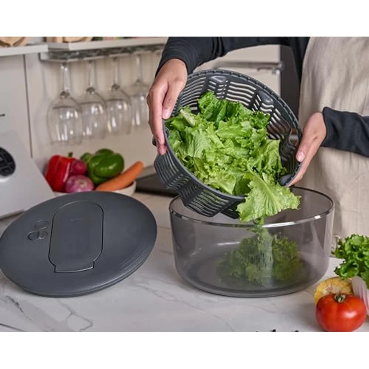 Zyliss Swift Dry Salatschleuder Groß, 6L mit AquaVent™-Technologie, Seilzug und rutschsicherem Boden, spülmaschinengeeignet – Bild 4