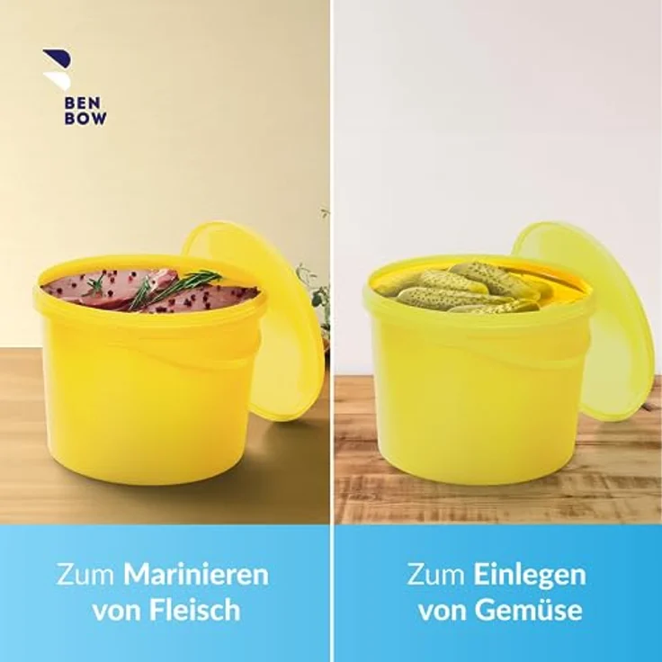 BenBow Eimer mit Deckel mit Griff 10L, Gelb BSR-, Luftdicht, Lebensmittelecht, BRC-, auslaufsicher – Bild 4