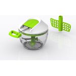 Cheffinger Zerkleinerer Multischneider Mixer Rührer 600ml Hacker, weiß und grün, leicht zu reinigen, ideal für Camping und Ausflüge