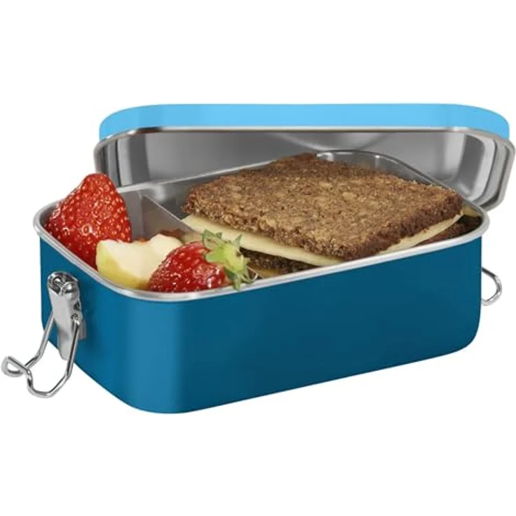 Step by Step Edelstahl-Lunchbox „Sweet Mermaid“, 0,8 Liter mit herausnehmbarer Trennwand, Clip-Verschluss und BPA-frei, blau – Bild 3