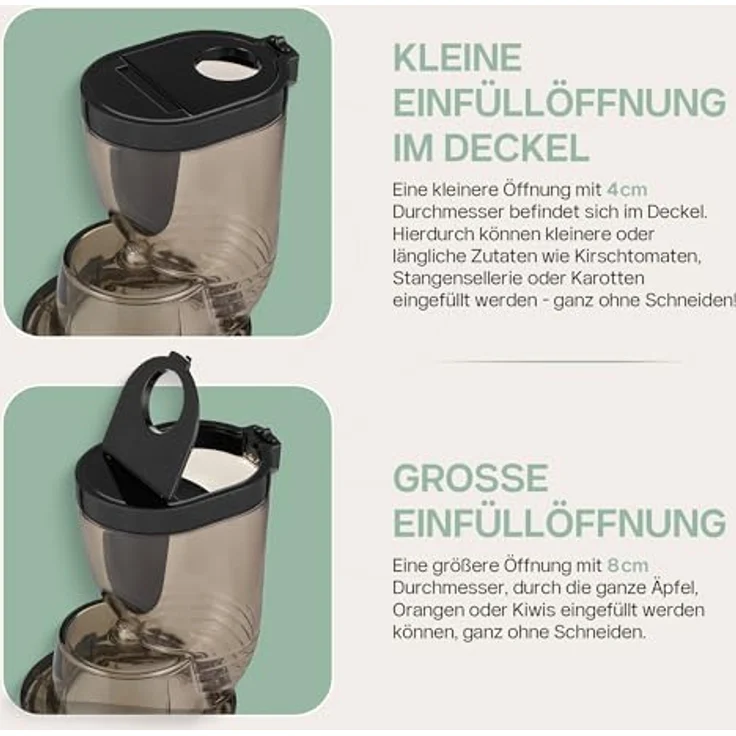 4Swiss Slow Juicer BM202, Entsafter mit Ultem-Schnecke, 40 U/Min, XXL-Einfüllschacht, leise, BPA-frei, schwarz – Bild 5