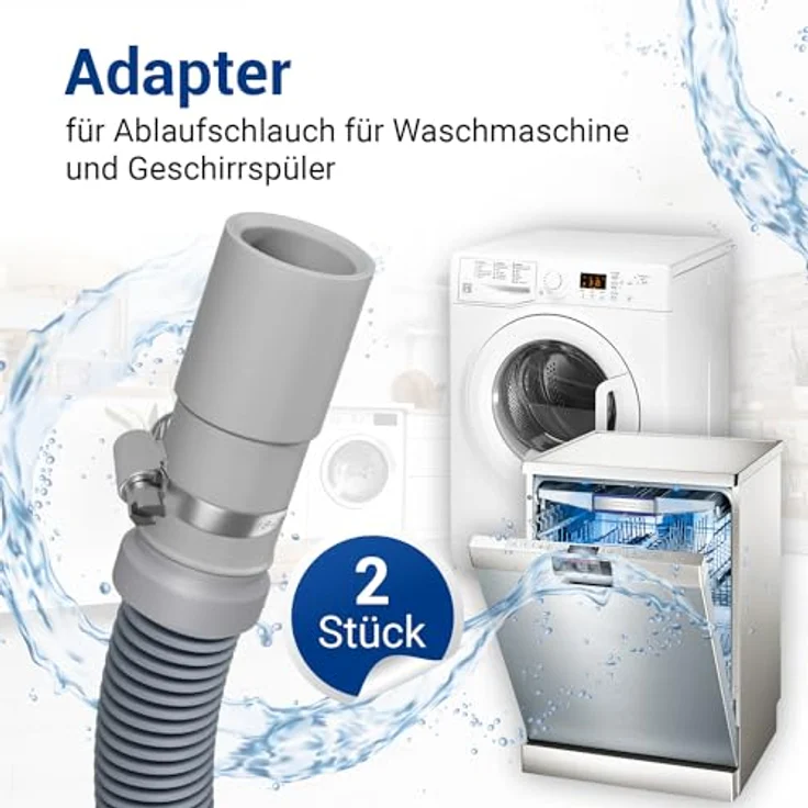VIOKS Waschmaschine Ablaufschlauch Adapter Set 2x 21 auf 19 mmØ, hochwertiges Gummimaterial, einfache Montage, passend für Bosch und Siemens – Bild 2