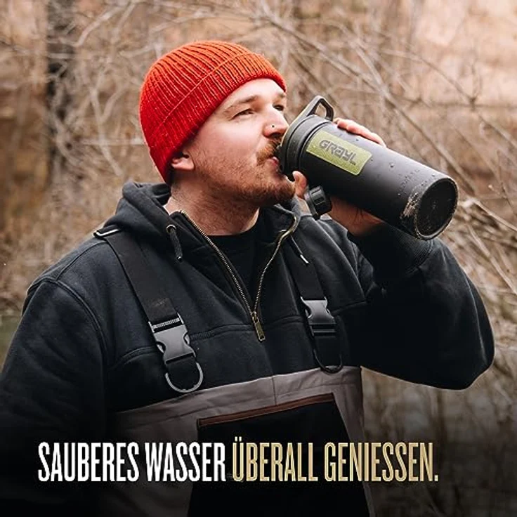 GRAYL GeoPress 710ml Outdoor Wasserfilter Trinkwasser I Eliminiert 99,99% aller Bakterien und Viren I Perfekt für Camping, Survival und Reisen (Black Camo) – Bild 5