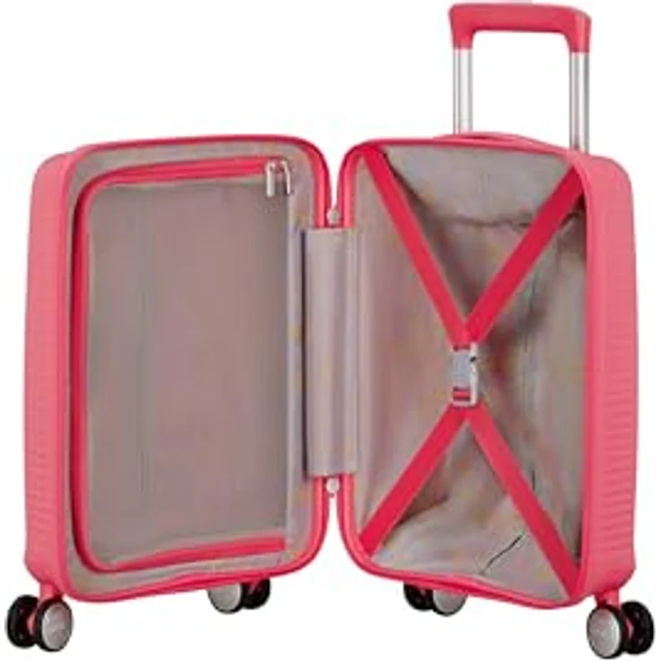 American Tourister Soundbox Mini - Spinner XS, Kindergepäck, 47 cm, 22 L, Rosa (Sun Kissed Coral), Robustes Polypropylen, Personalisierungs-Stickerbogen, 100 % recyceltes Rpet-Futter – Bild 5
