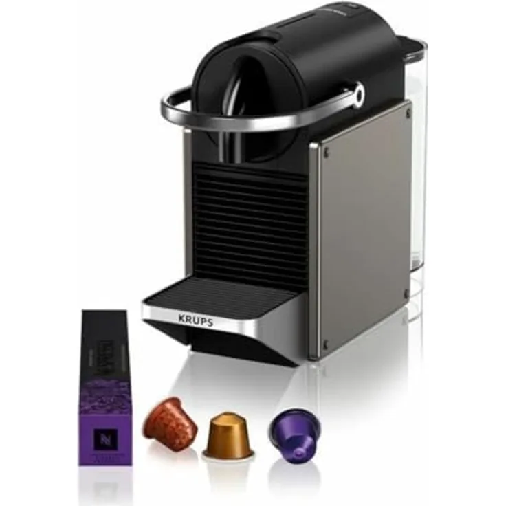 Krups Nespresso Pixie, Kapselmaschine in Silber mit 19 Bar Pumpendruck und 0,7 Litern Wassertank