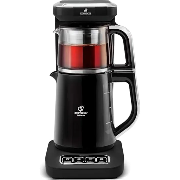 Karaca Caysever Robotea Pro 4 in 1 sprechender automatischer Teekocher Wasserkocher und Filterkaffeemaschine 2500W Chrome, Tea maker, Türkische Tee Kanne, Turkish Traditional Tee