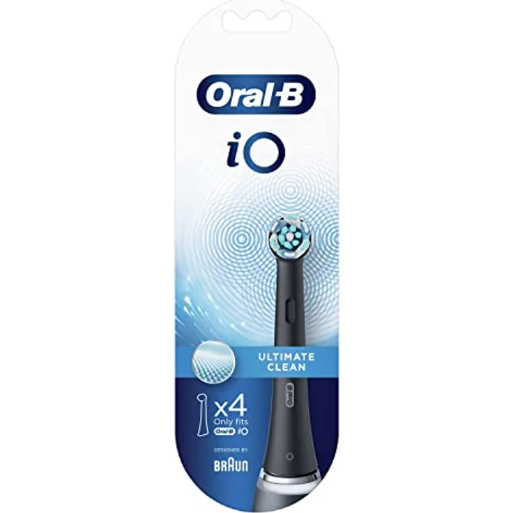 Oral-B iO Ultimate Clean Black Zebbürstenspitze, Packung mit 4 Stück