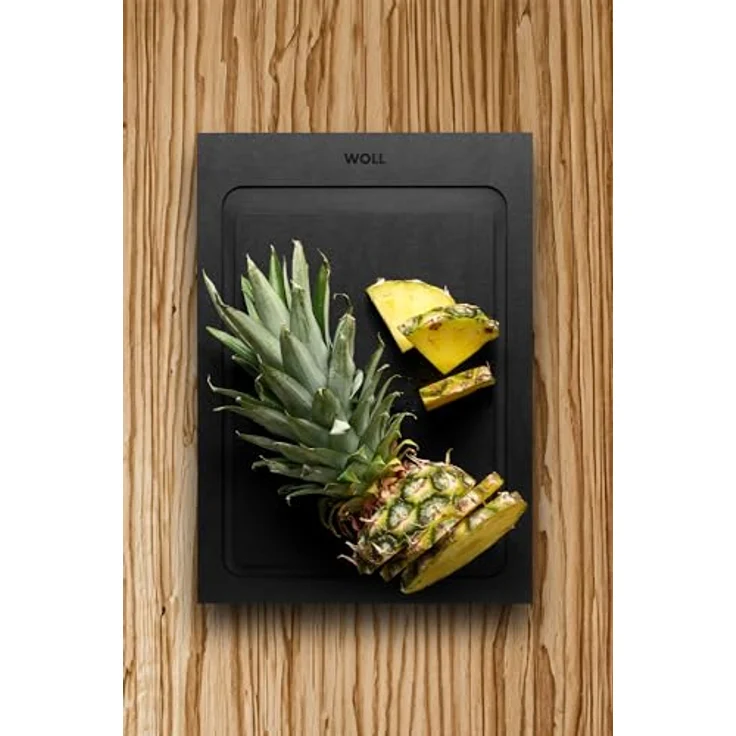 Woll Cut & Serve Schneidebrett, 30 x 22 cm, 7 mm hoch, aus FSC-zertifiziertem Papierverbundstoff, BPA- und VOC-frei, Hitzebeständig bis 175°C, spülmaschinenfest, mattschwarz – Bild 4