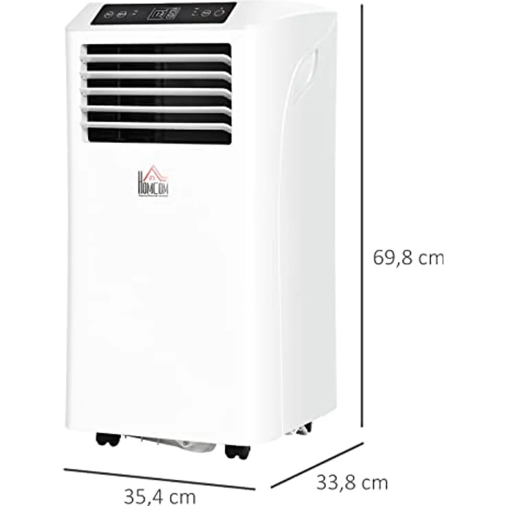 HOMCOM Mobile Klimaanlage 9K BTU, 3-in-1 Klimagerät mit Kühl-, Entfeuchtungs- und Ventilationsfunktion, Fernbedienung, 2 Geschwindigkeitsstufen, 24h Timer, LED-Display, Weiß – Bild 7
