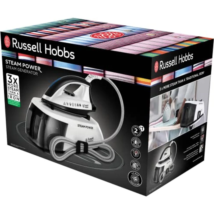 Russell Hobbs 24420-56 Steam Power Dampfbügelstation (2400 W, 4,5 Bar Dampfdruck, herausnehmbarer 1,3 l Wassertank) schwarz-weiß – Bild 2